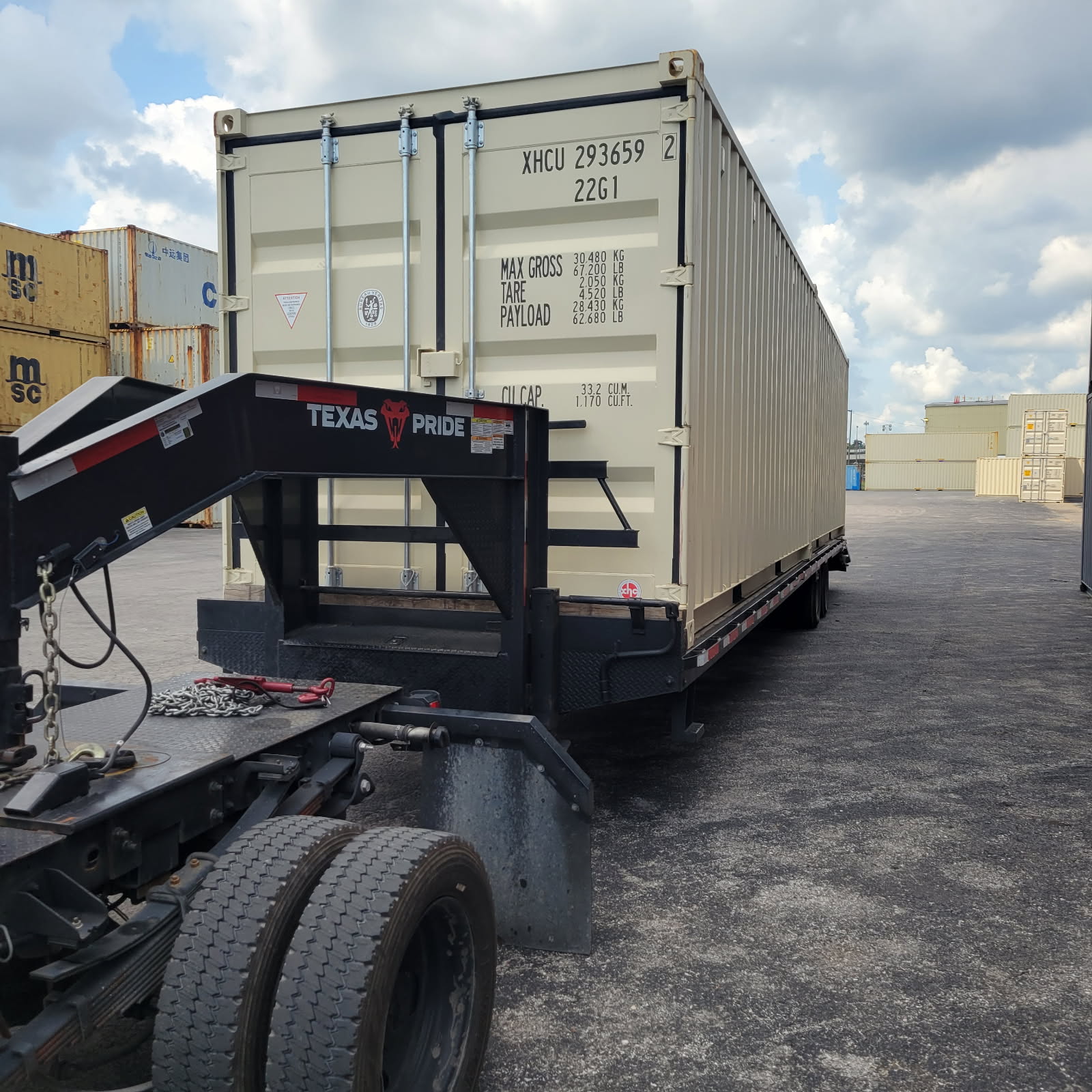Beige 20ft Intermodal Container on Gooseneck