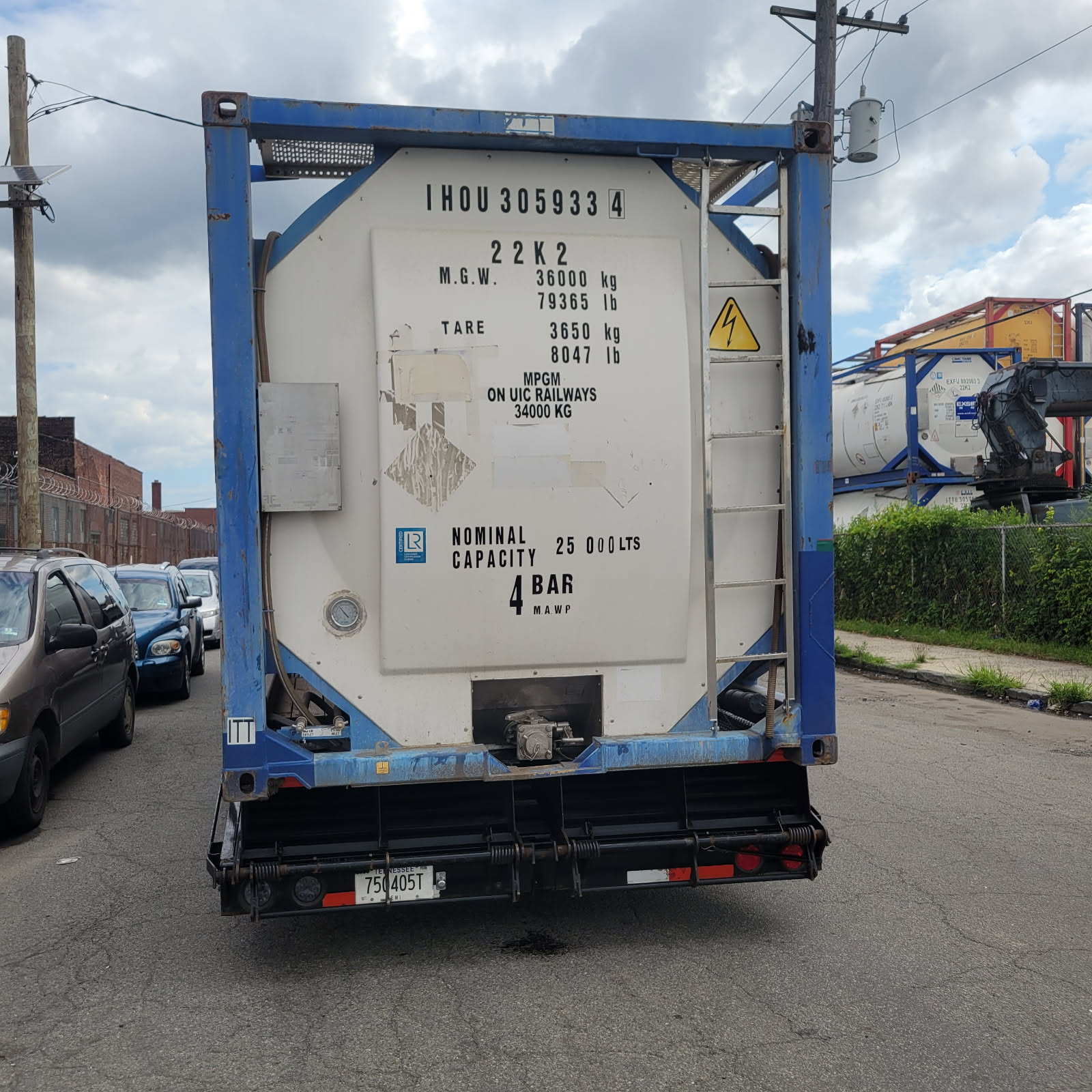 25,000L Liquid Bulk ISO Tank Container Rear Detail