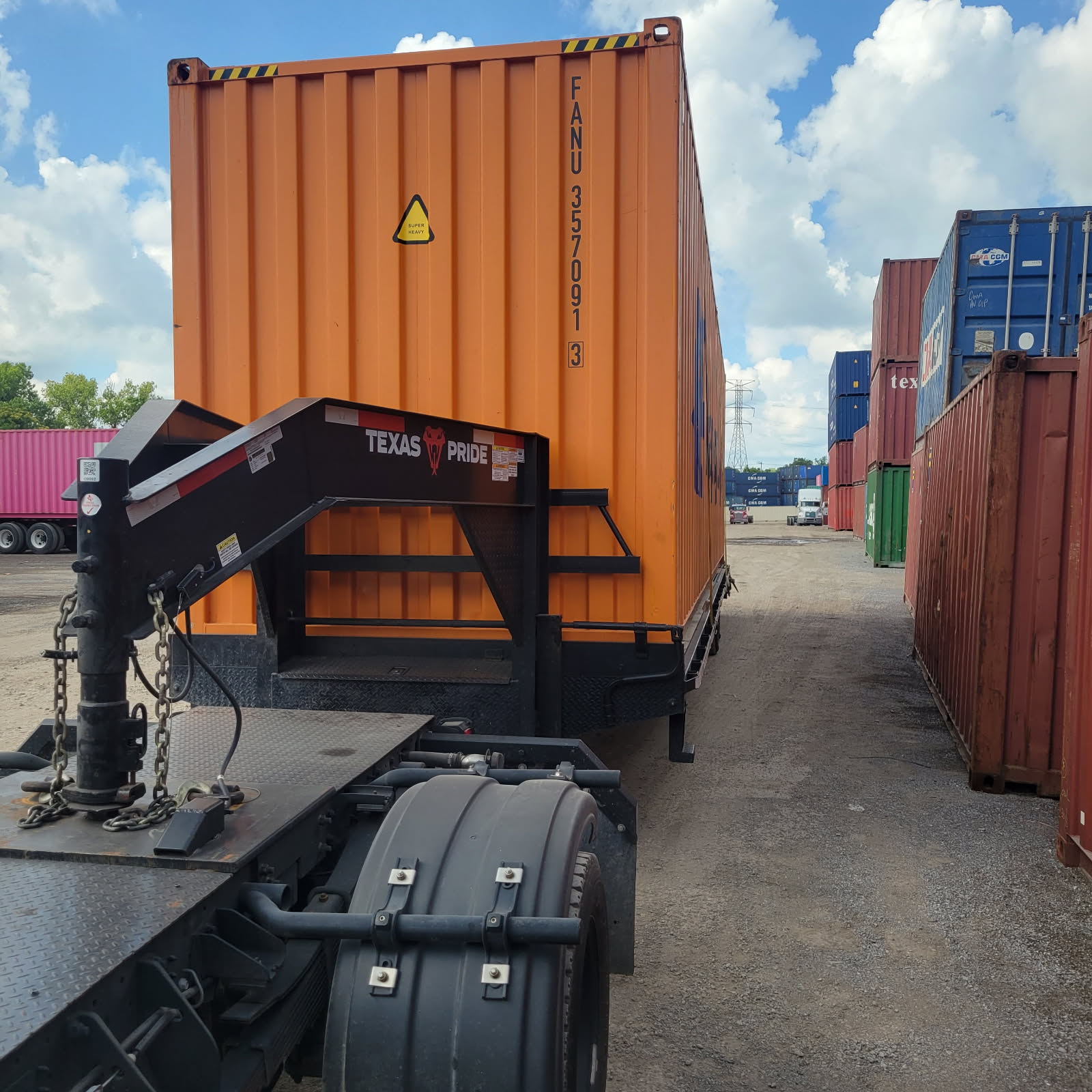 Orange 20ft Intermodal Container in Depot